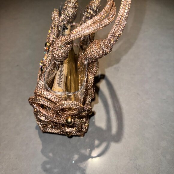 Neiman Marcus Gold Floral Evening Rhinestone Handbag